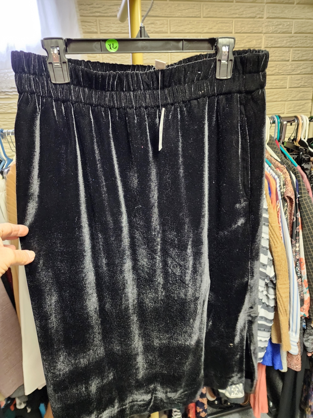 J. Crew NWT Black Velvet Pull-On Skirt With Elastic Waist